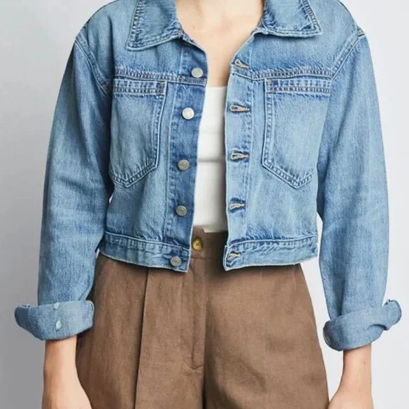 EUC Zara oversized cropped denim jacket in distressed blue, XS - Picture 6 of 6
